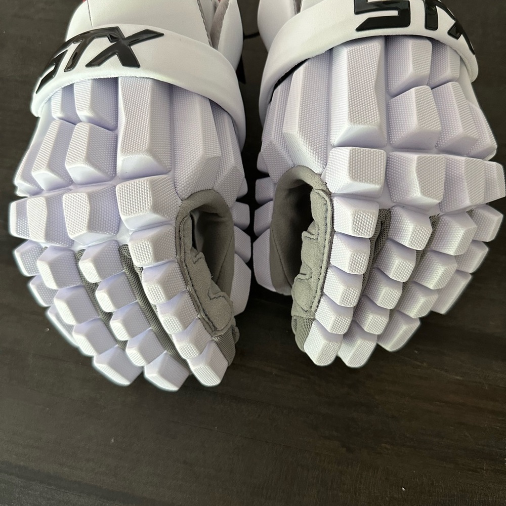 STX Kids Lacrosse Gloves - White and Gray